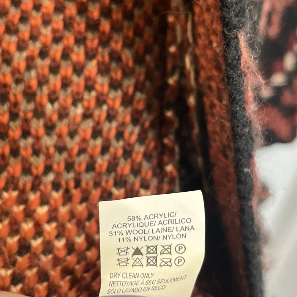 Lucky Brand Cardigan Women's Aztec Wool Blend Open‎ Front Knit Sweater Sz Small
